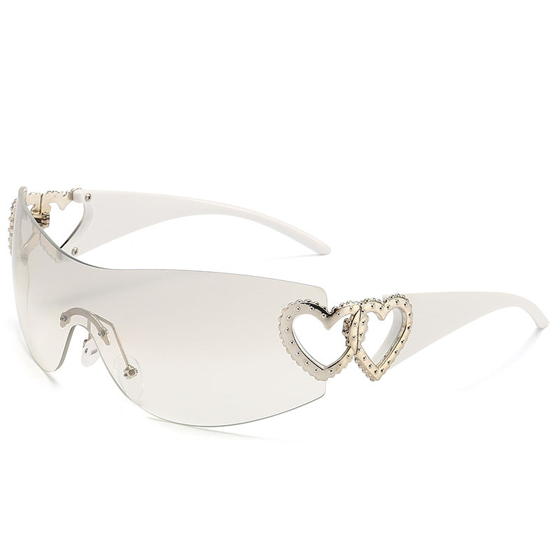 Wholesale Hollow Heart Frameless PC Sunglasses